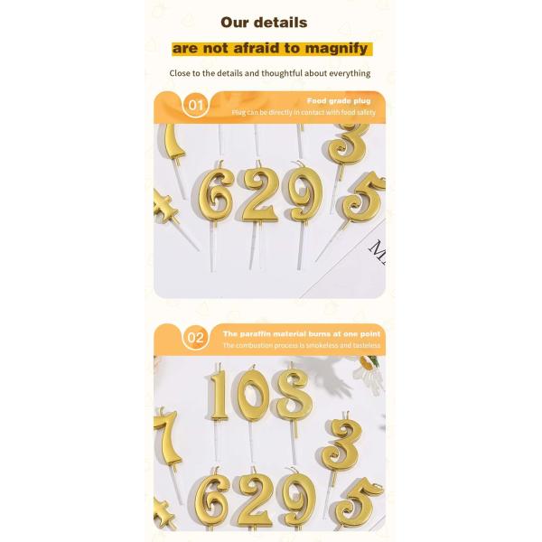 Ouro Criativo Prata Diamante Superfície Velas Digitais Decoração de Bolo de Aniversário