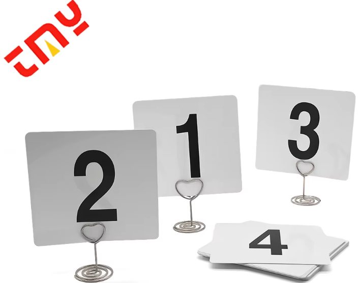 Table Number Double Side Printing Restaurant Acrylic Plate Wedding White Reversed Table Sign