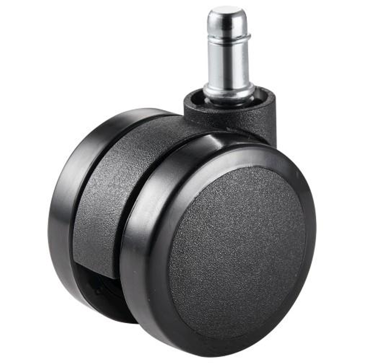 Black Swivel Caster Threaded Stem Caster Wheel 60mm 2.5 Inches Swivel PU Rubber