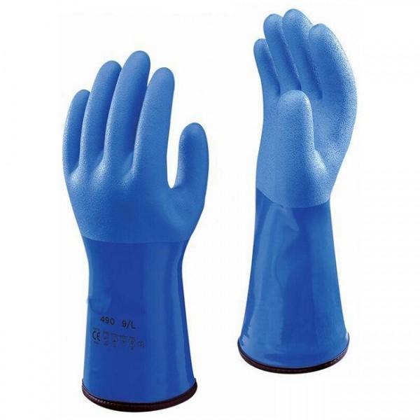 Luvas protetoras do trabalho do forro acrílico, cor resistente química do azul das luvas