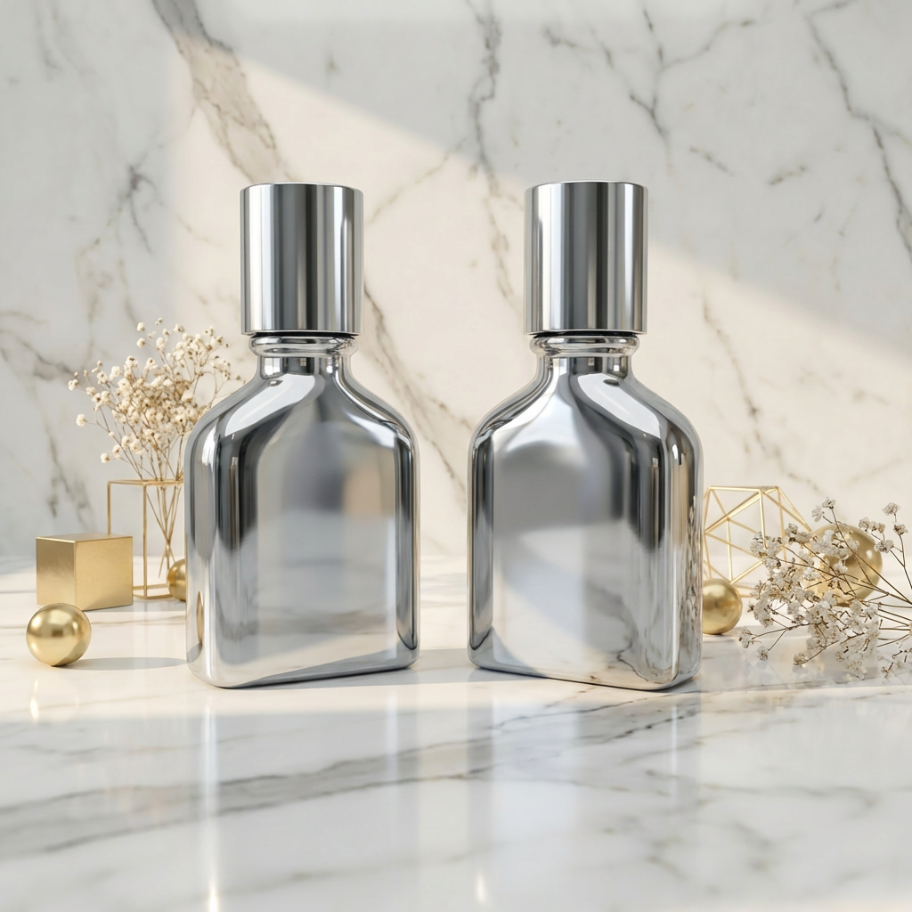 50ml Glass Perfume Bottles Spray Square Empty Weighted Zamak Cap Crimp Neck