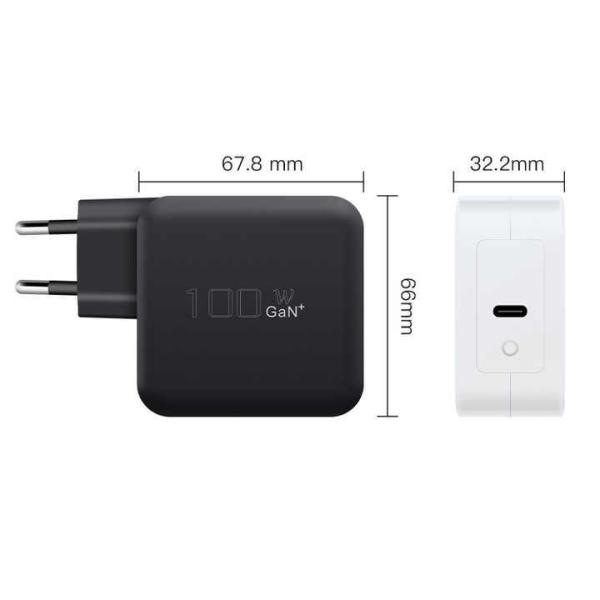 Chargeur mural USB-C 100W UE pour ordinateurs portables et appareils mobiles