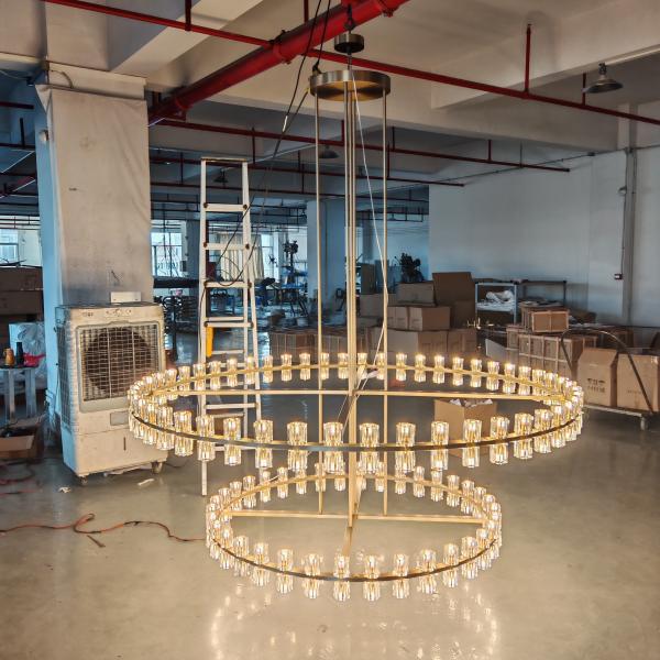 60 pulgadas 36 pulgadas Cristal de latón lámpara de araña 300W Cristal lámpara de araña para el salón