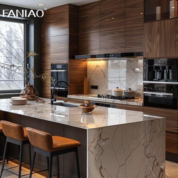 Кухонный шкаф на заказ Вилла Современный Серой Промышленный дизайн Кухонный шкаф с островом