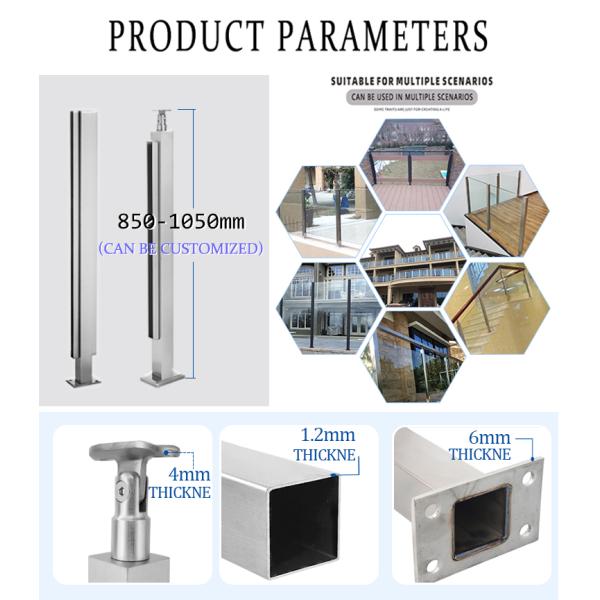Балюстрада нержавеющей стали балкона OEM стеклянная с деревянным поручнем