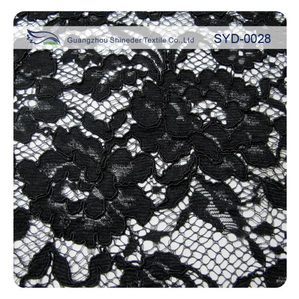 Beautiful Heavy Black Corded Lace Fabric Embroidered To Evening Dress