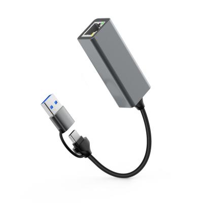 USB A et C à 2,5 Gigabit Adaptateur réseau Splitter à SuperSpeed 10 100 1000 2500 Mbit