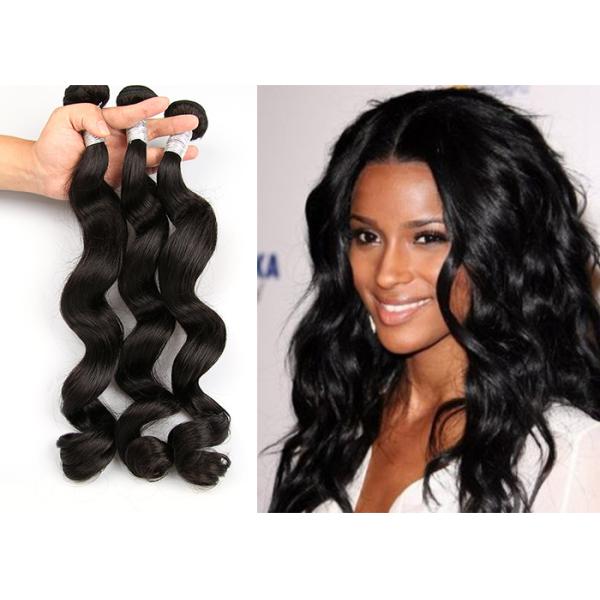 100% Human 7A Grade Human Hair , Peruvian Loose Wave Hair Bundles