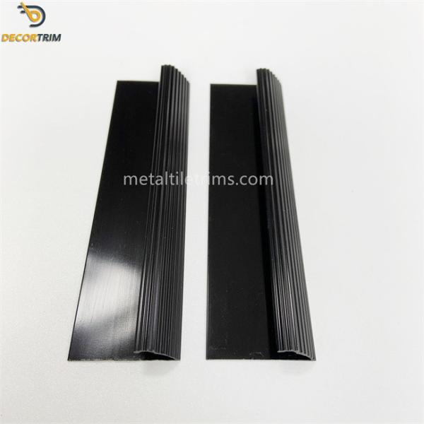 Decorative Aluminum Transition Strips For Carpet Shiny Black Fluted