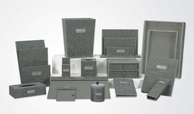 Guestroom Hotel Amenity Supplies Leather And Woven Fabric Tissue box Service clincher