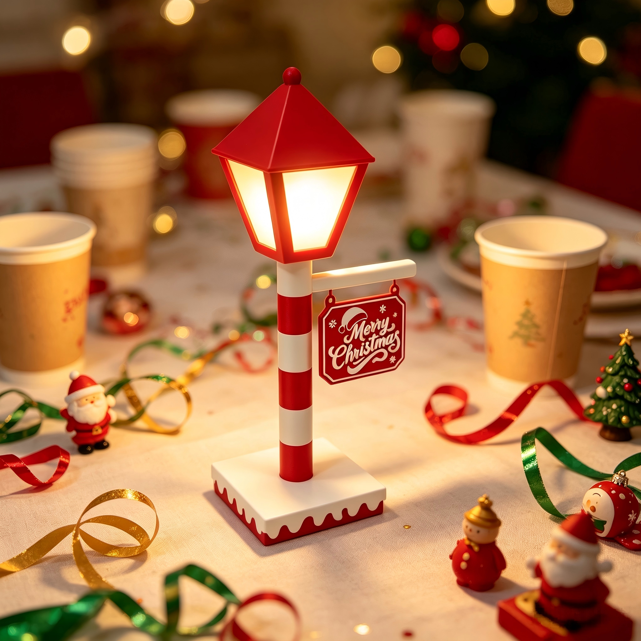 Full Color 3D Printed Lighting Fixtures Warm Light Hanging Desktop Festive Lamp