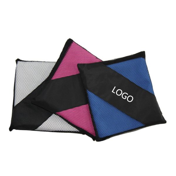 Custom Quick-dry Towel With Logo Square Mesh Bag Microfiber Sports Towel