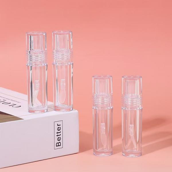 Tête de pinceau en silicone transparente, tube de verre à lèvres en plastique 4,5 ml