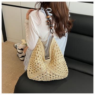 Handbags Raffia Beach Market Shopping Bag Summer Beach Holiday Dress Luxury Lady Casual Underarm Handbag Slouch Crochet Straw Raffia Tote Shopping Travel Bucket Bag