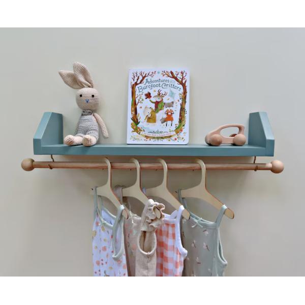 As Your Request Blue Nursery Shelf with Clothes Hanger Organize Your Child's Clothing