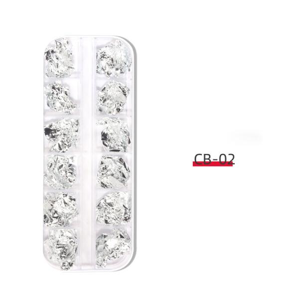 12 Grid Boxed Nail Art Gold and Silver Foil Paper 2D Style 4 Color Gold Wave Fragments