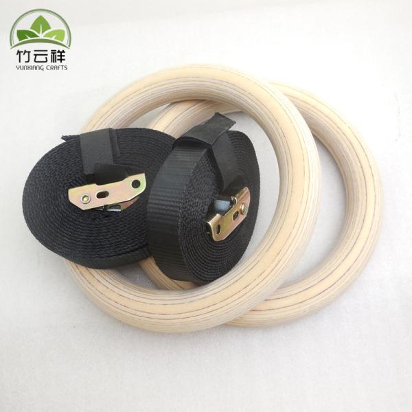 Wood Gymnastics Rings  with Adjustable Cam Buckle  Long Straps Exercise Rings Non-Slip Training Rings for Home Gym