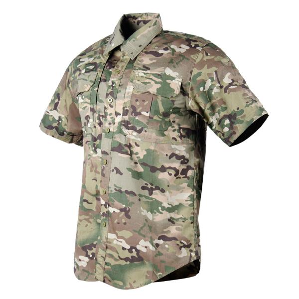 Summer Breathable Quick Dry Stand-Up Collar Tactical Shirt Camouflage Short Sleeve