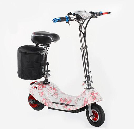 24V 250W White Fold Away Electric Scooter 2 Wheel Folding Power Scooter