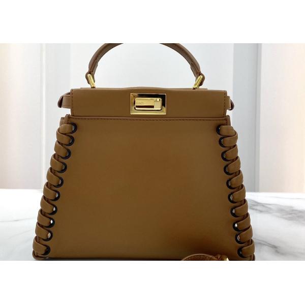 Peeakboo Classic Womens Luxury Handbag Leather Lace Woven Edge Handbag High Capicity Pure Colors Cross-Body Bag