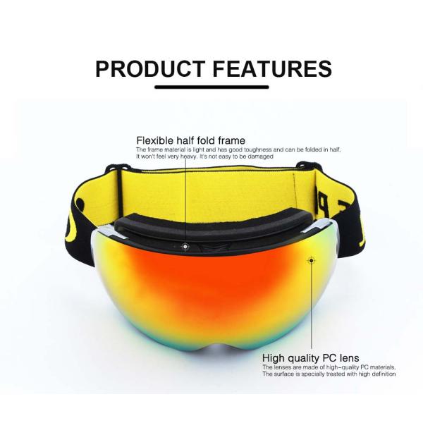 Custom Logo UV400 Anti-Fog Spherical Mirror Snowboard Goggles with 3 Layers Foam