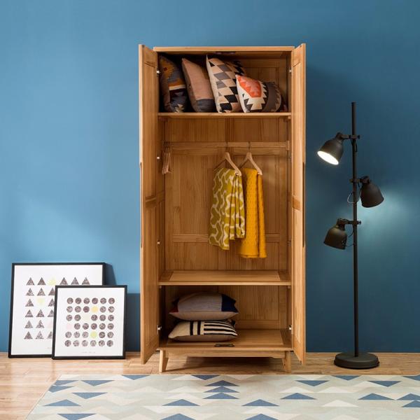 New Modern Simple Wooden Clothes Double Doors Wardrobe Design Furniture Bedroom