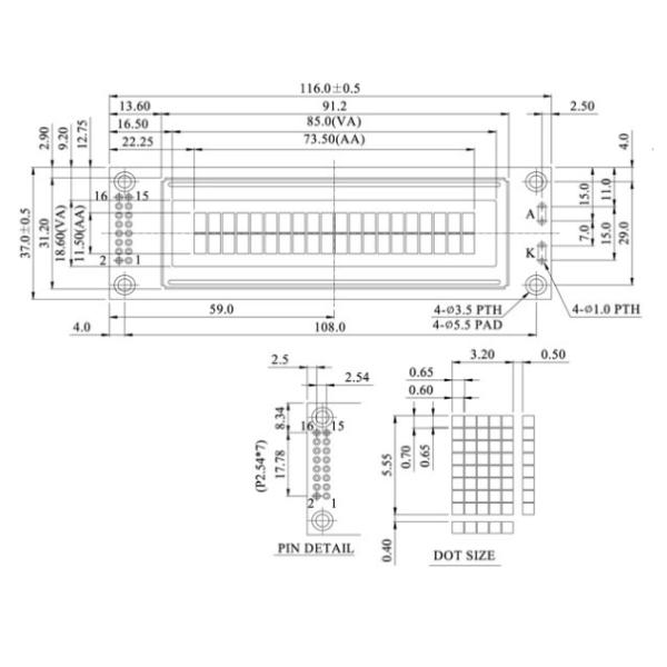 FPC Connector 20*2 Character LCD Display Module для промышленных продуктов
