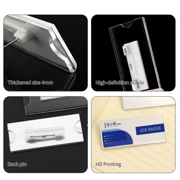 Various Sizes Plastic Cover Sublimation White Aluminum Name Tag Blanks Custom Metal Name Badges Employee Pin