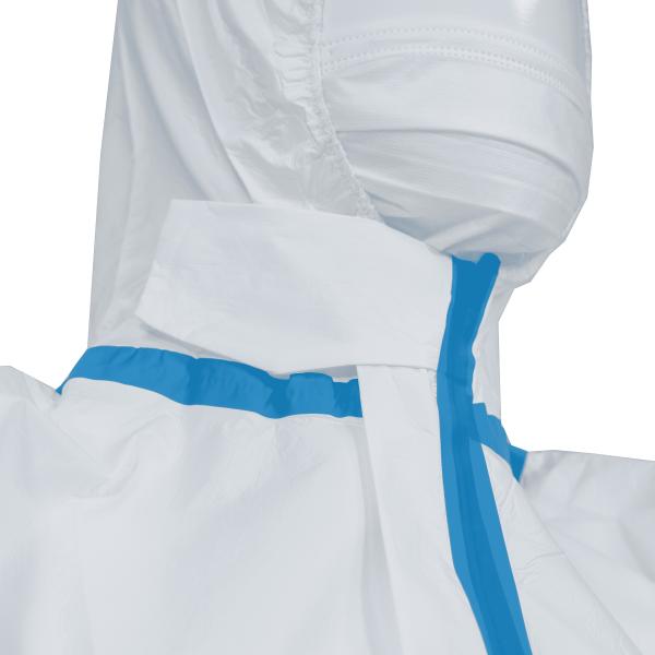 Disposable Use Protective Blue Tape Hooded Coverall With Elastic Wrist / Ankle / Waist