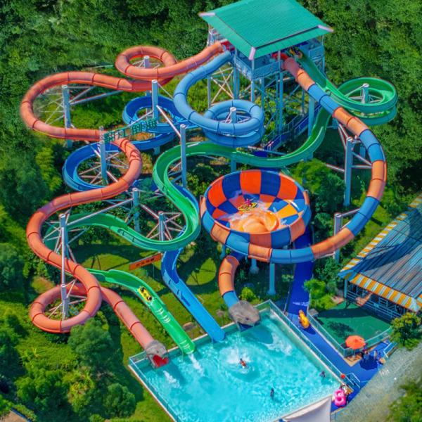 OEM ODM parc d'attractions piscine extérieure toboggan à eau en fibre de verre