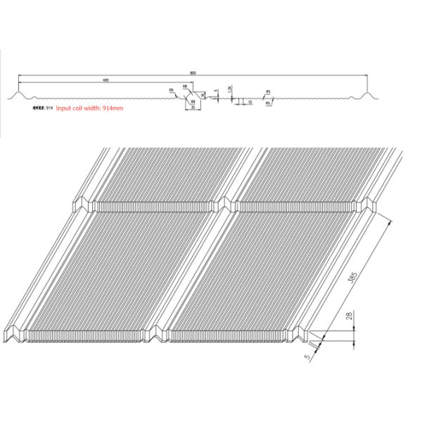 350H Steel Glazed Tile Roofing Machine Gcr15 Roller 5.5KW Step Tile Machine