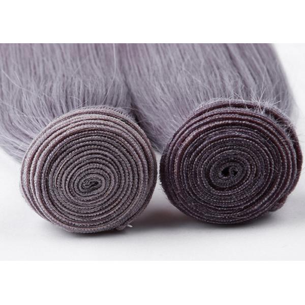 Customized Purple Grey Hair Silk Straight 100% Human Hair Can be flat ironed