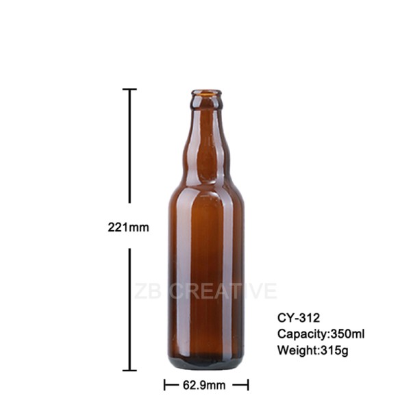 12oz Amber Flint Craft Brew Beer Glass Bottle Crown Cap Container 315g CY-312