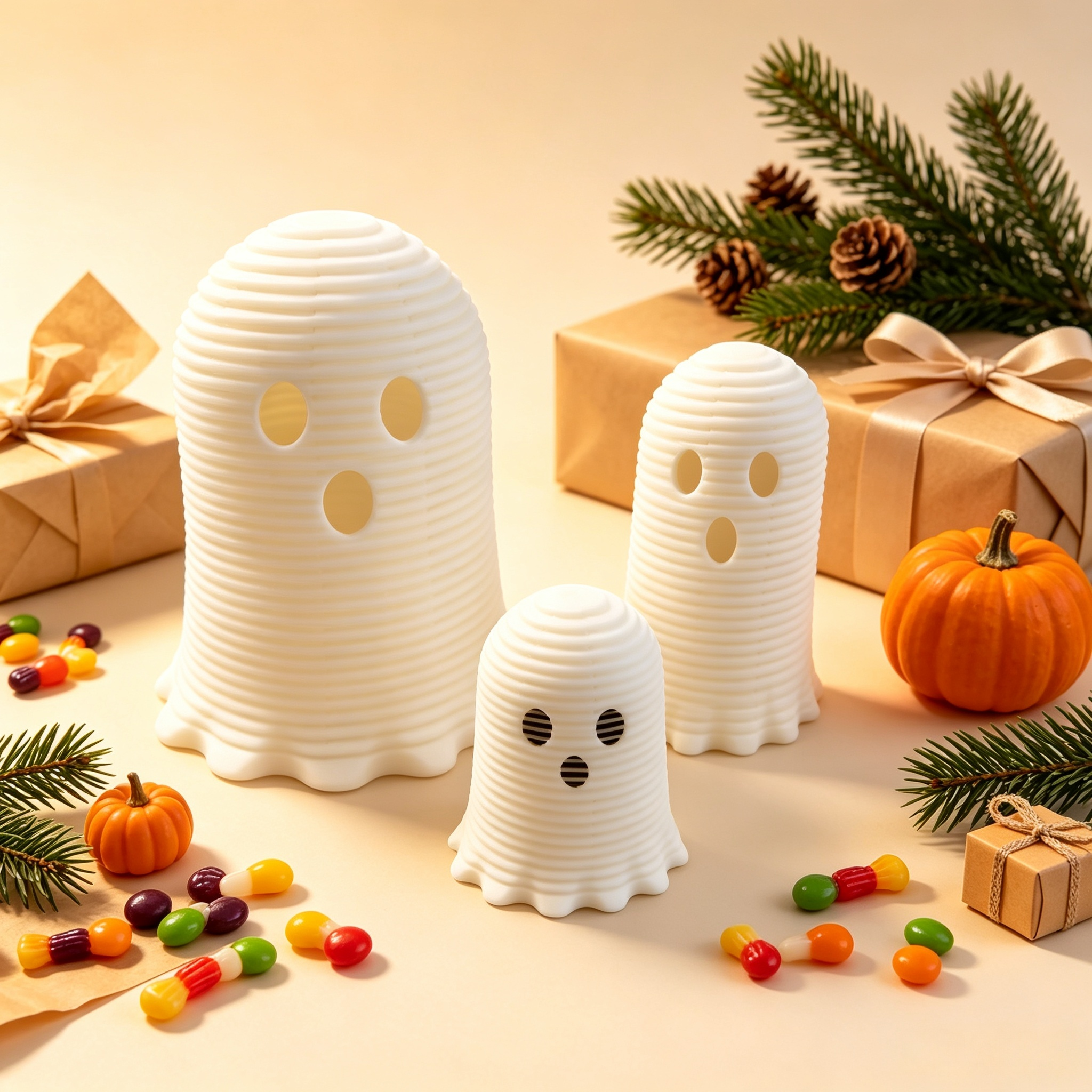Stretch Spring Ghost Fidget Toy, 3D Printed Holiday Decoration for Halloween Table Decor