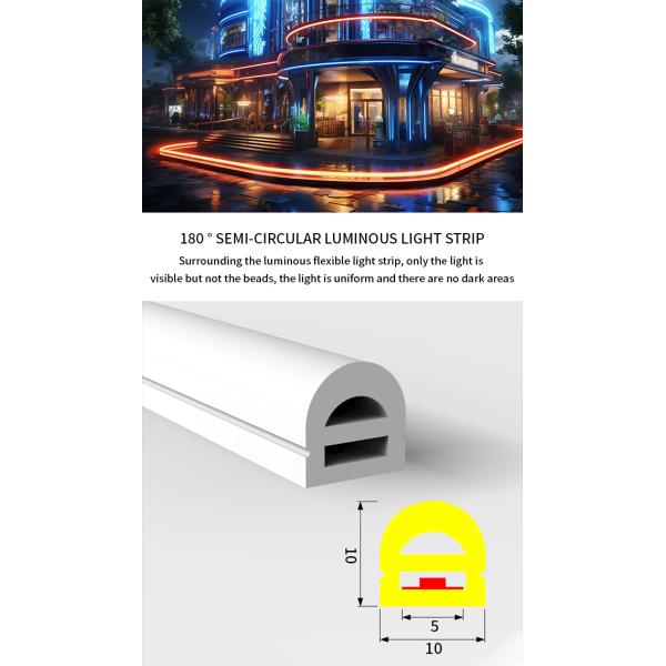 Tira de luz de neón LED de silicona de 10 * 10, flexible a 180 grados, impermeable