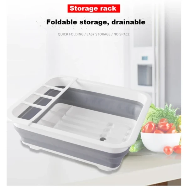Dish Drying Rack, Kitchen Storage Bowl , Folding Basket, Plastic Tableware Drainer Organizer