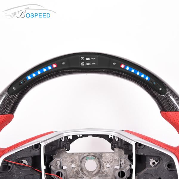OEM Fashion LED Honda Civic Si Steering Wheel Red Leather 350mm