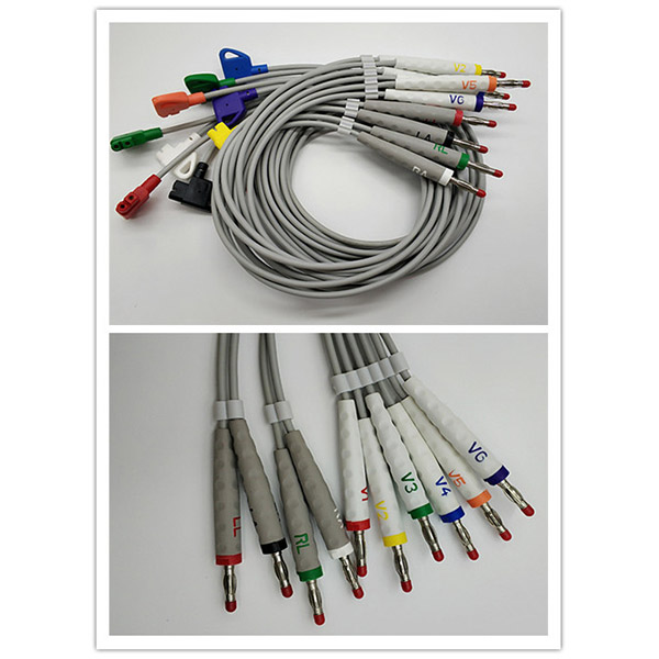 Совместимый Электрокардиограф машины руководства 4,0 АХА кабелей 10 банана ЭКГ ХП