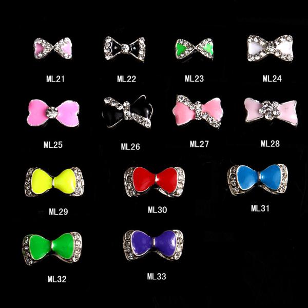 Charming 3D Nail Art Designs Nail Art Bow Tie Alloy Rhinestones DIY Decoration ML21-33