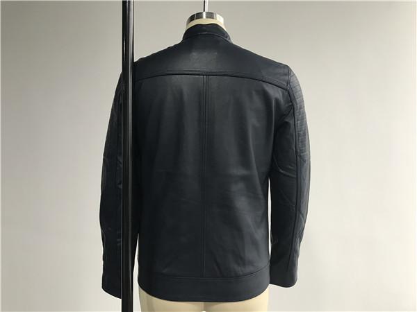 Navy Mens PU Jacket With Suede Detail ,  Faux Leather Biker Jacket TW73204
