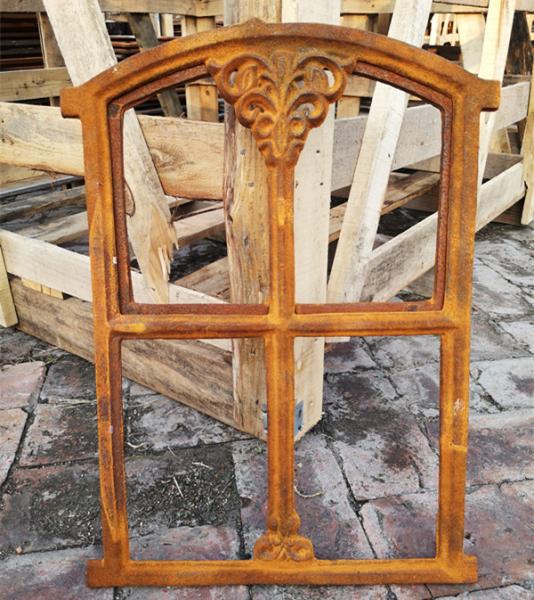 Small French Cast Iron Metal Window Frame Mirror / Vintage Window Mirror
