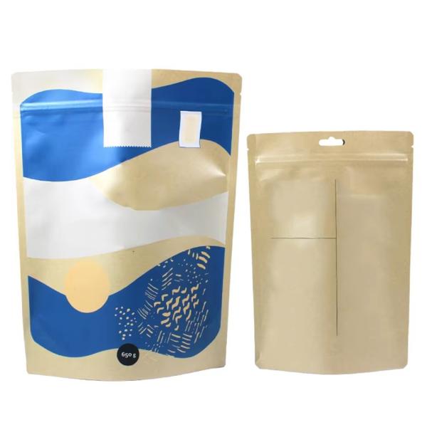 Bolsas de té de pie personalizadas con sellado superior con cremallera de ventana
