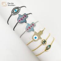 O ouro do bracelete 18K de Ojo chapeou o projeto do encanto do olho mau da mão de Hamsa da joia