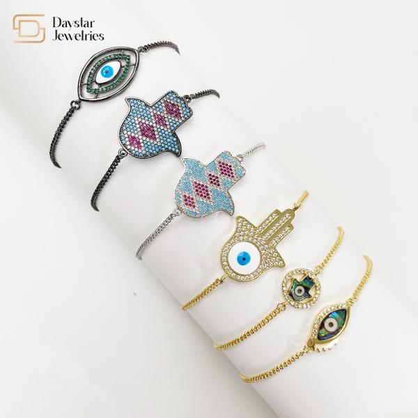 Ojo Bracelet 18K Gold Plated Jewelry Hamsa Hand Evil Eye Charm design