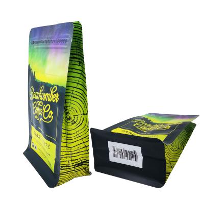 340 grams 12oz Matte Flat Bottom Side Gusset Coffee Bags with Valve and Front Zipper