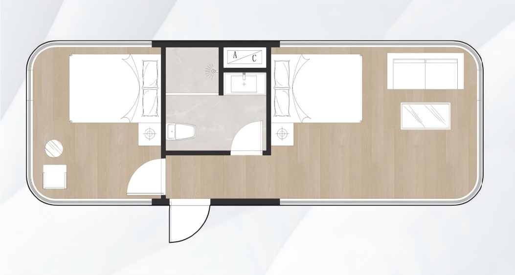 Model D07 Luxury 40㎡ Mobile Space Capsule House with Panoramic Glass View and Galvanized Steel Frame