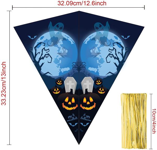 Clear Cone Treat Bags Cellophane Cone Treat Bags Plastic Cone Bags Triangle Bags with 200 PCS Twist Ties for candy