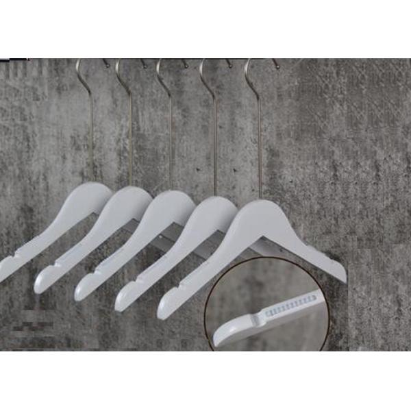Glossy White Painting Wooden Clothing Store Hangers With 360 Degree Swivel