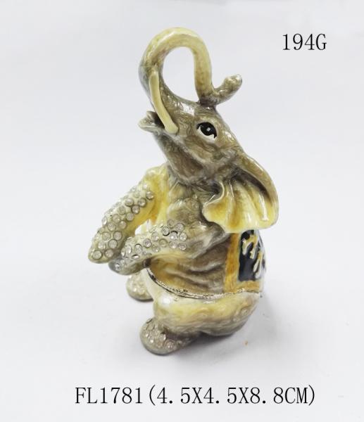 Hot sale elephant box elephant metal trinket box pewter elephant jewelry box for gift