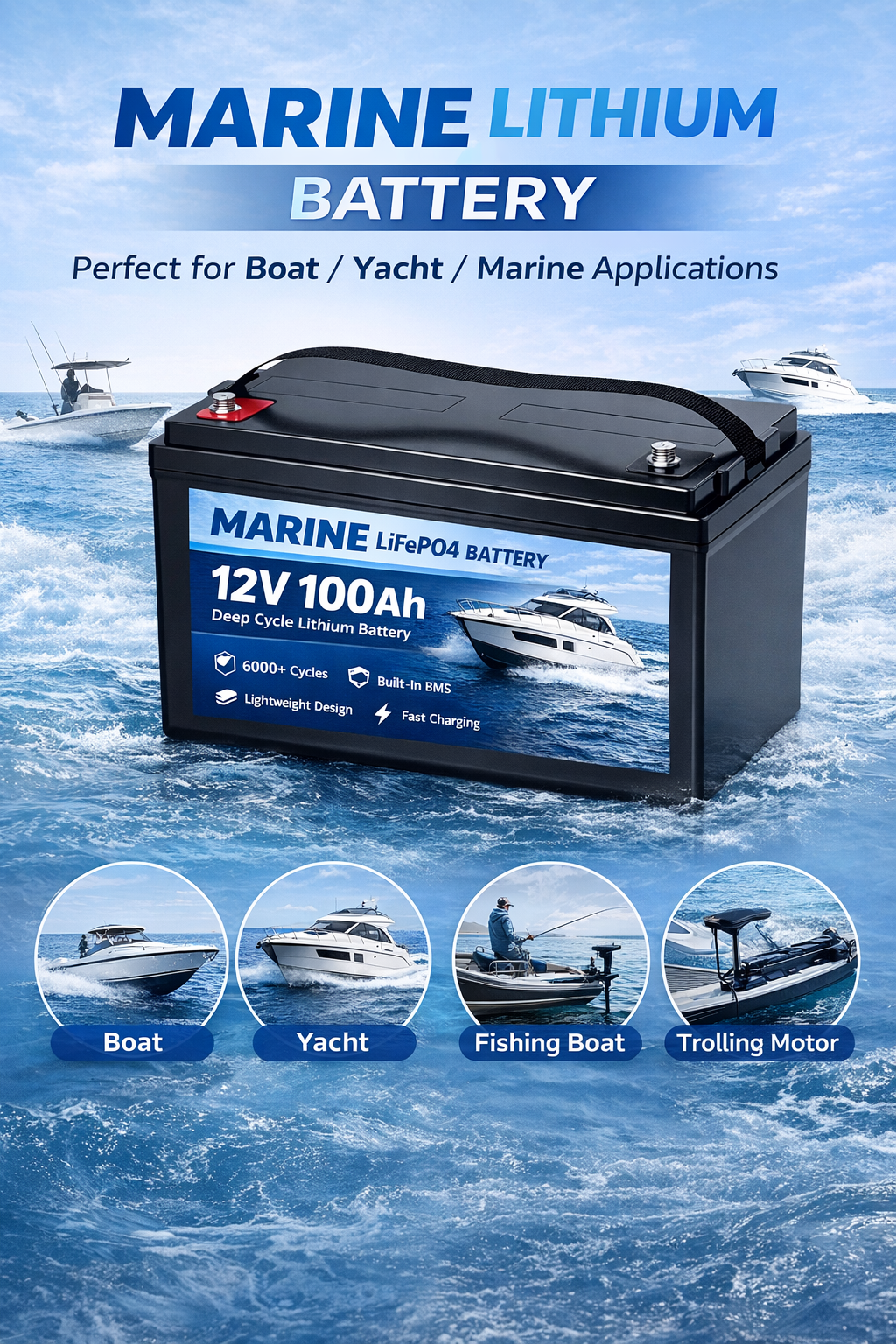12V 100Ah Marine LiFePO4 Battery